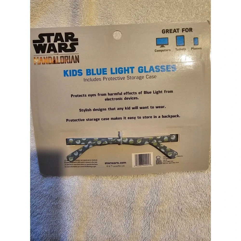 Star Wars The Mandalorian Kids Blue Light Glasses Grogu Baby Yoda Mint Green Cas